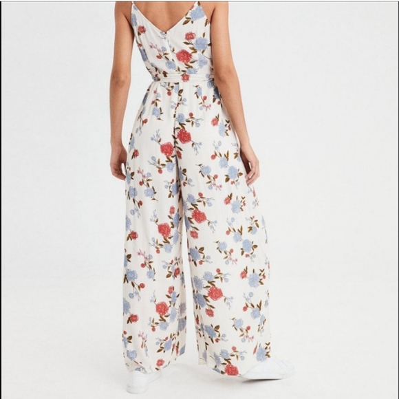 American Eagle Outfitters Cream Floral Wide Leg Jumpsuit - Picture 4 of 16
